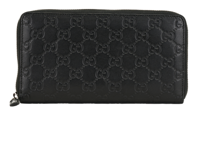 Gucci Guccissima Zip Long Wallet, &pound;210, Accessories, Black, Leather, Front view